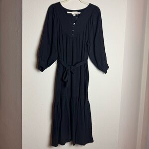 The Korner NWT Textured Knit Black Midi Dress